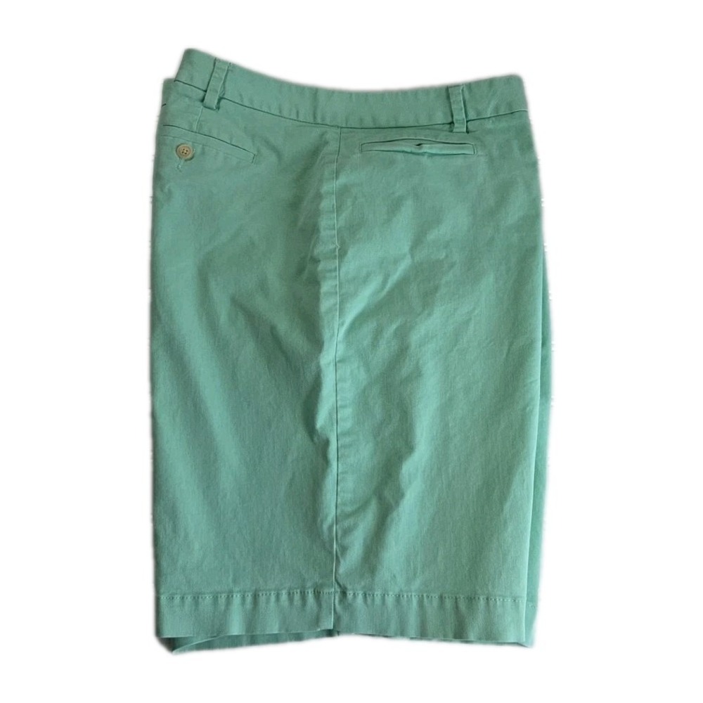 Lands End Fit 2  SIZE 16 GREEN Chino Shorts‎ Flat Front STRETCH